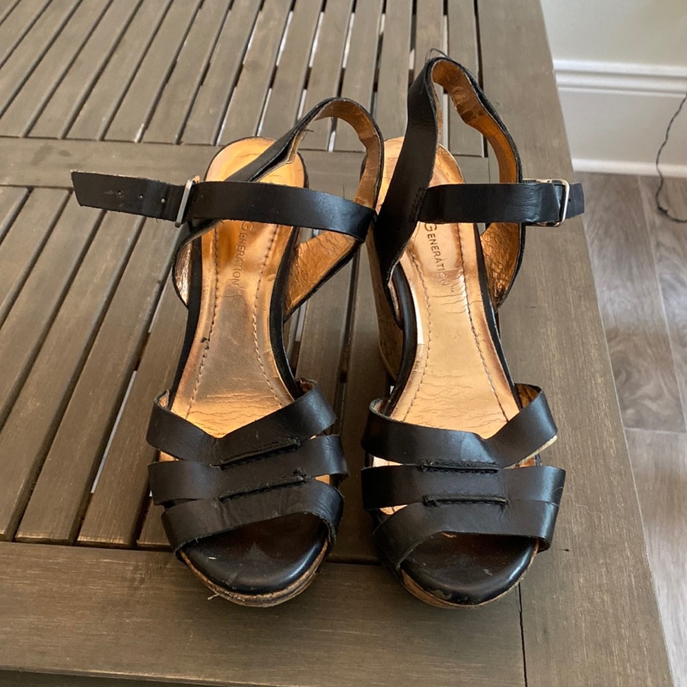 BCBG black wedges, size 6
